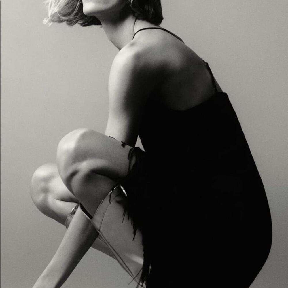 ZARA FRINGED SLIP DRESS BLACK - Picture 10 of 14